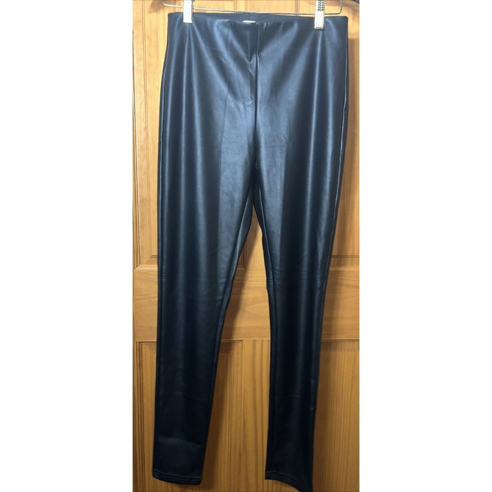 MNG By Mango Faux Leather Skinny Pants Black Size Medium